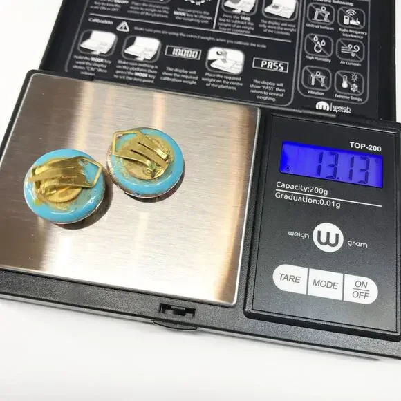 VTG Itlay Venetian Murano Fiorato Lampwork Wedding Cake Button Clip On Earrings - Picture 3 of 12